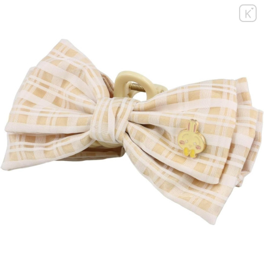 Japan Chiikawa Mascot Hair Claw Clip - Usagi : Fluffy Ribbon Gingham - 1