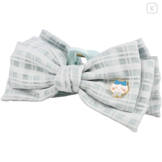 Japan Chiikawa Mascot Hair Claw Clip - Hachiware : Fluffy Ribbon Gingham - 1