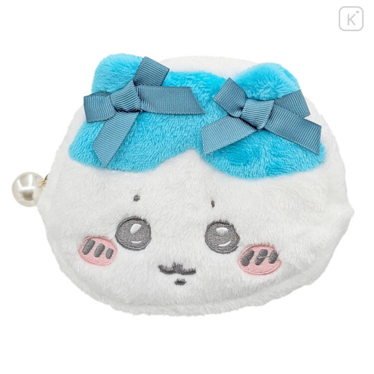 Japan Chiikawa Face Cosmetic Pouch - Hachiware : Ribbon - 1