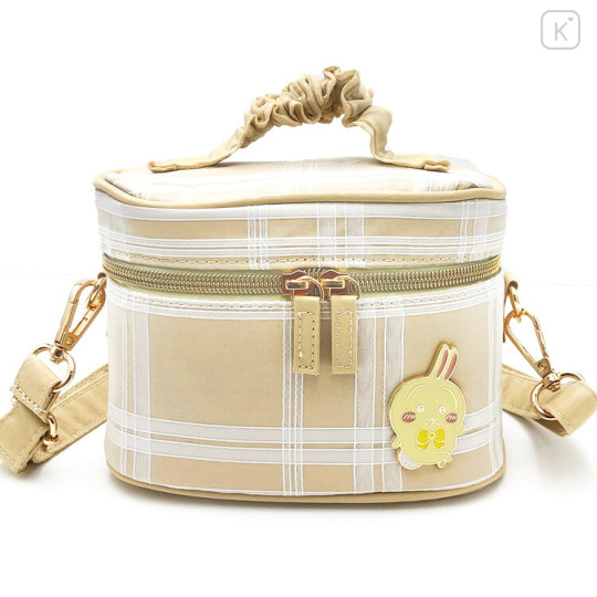 Japan Chiikawa Vanity Pouch Crossbody Shoulder Bag - Usagi : Ribbon Gingham - 1