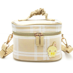 Japan Chiikawa Vanity Pouch Crossbody Shoulder Bag - Usagi : Ribbon Gingham