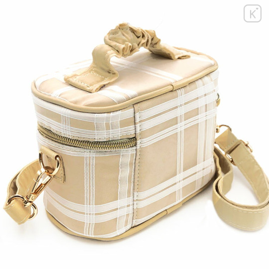 Japan Chiikawa Vanity Pouch Crossbody Shoulder Bag - Usagi : Ribbon Gingham - 2