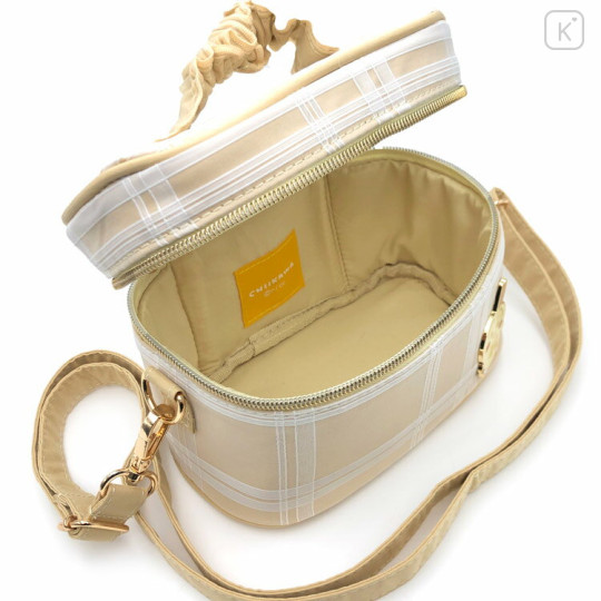 Japan Chiikawa Vanity Pouch Crossbody Shoulder Bag - Usagi : Ribbon Gingham - 3