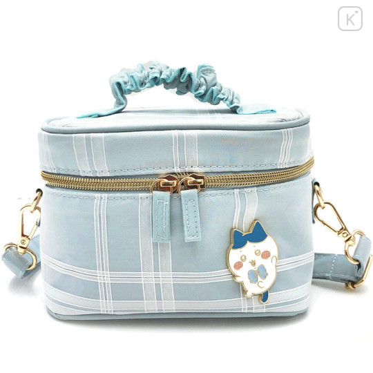 Japan Chiikawa Vanity Pouch Crossbody Shoulder Bag - Hachiware : Ribbon Gingham - 1