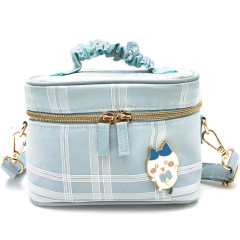 Japan Chiikawa Vanity Pouch Crossbody Shoulder Bag - Hachiware : Ribbon Gingham