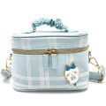 Japan Chiikawa Vanity Pouch Crossbody Shoulder Bag - Hachiware : Ribbon Gingham - 1