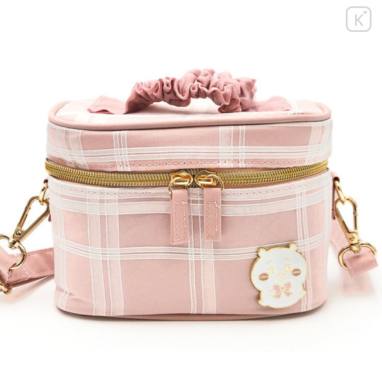 Japan Chiikawa Vanity Pouch Crossbody Shoulder Bag - Chiikawa : Ribbon Gingham - 1
