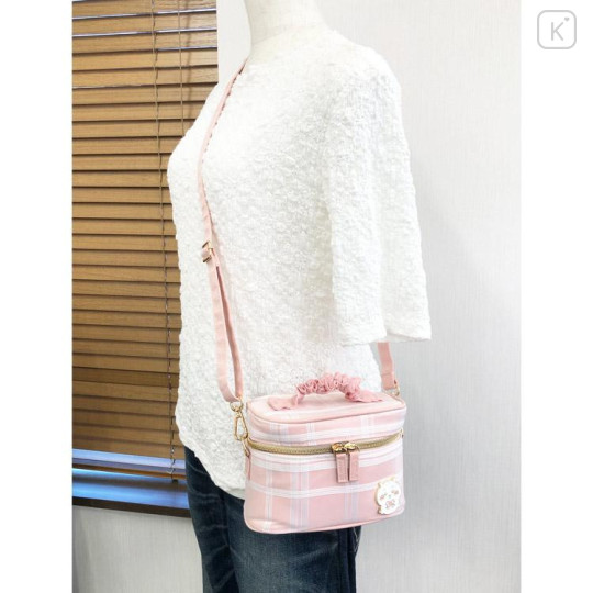 Japan Chiikawa Vanity Pouch Crossbody Shoulder Bag - Chiikawa : Ribbon Gingham - 5