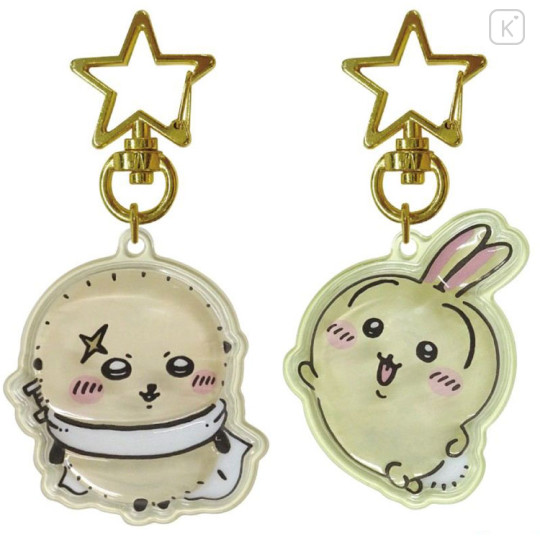 Japan Chiikawa Plump 3D Acrylic Keychain Set - Rakko & Usagi - 1