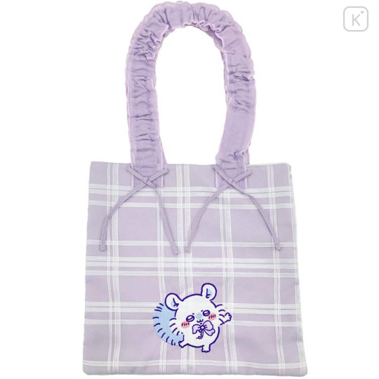 Japan Chiikawa Frill Tote Bag - Momonga : Ribbon Gingham - 1