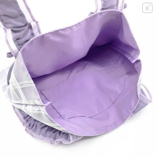Japan Chiikawa Frill Tote Bag - Momonga : Ribbon Gingham - 4