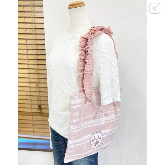 Japan Chiikawa Frill Tote Bag - Chiikawa : Ribbon Gingham - 5