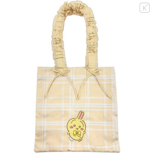 Japan Chiikawa Frill Tote Bag - Usagi : Ribbon Gingham - 1