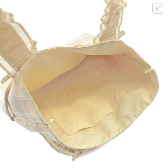 Japan Chiikawa Frill Tote Bag - Usagi : Ribbon Gingham - 4