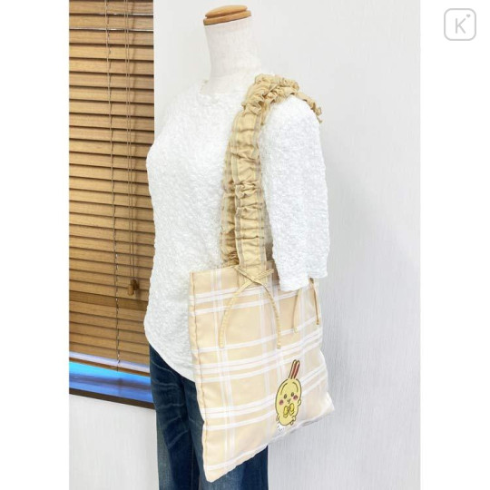 Japan Chiikawa Frill Tote Bag - Usagi : Ribbon Gingham - 5