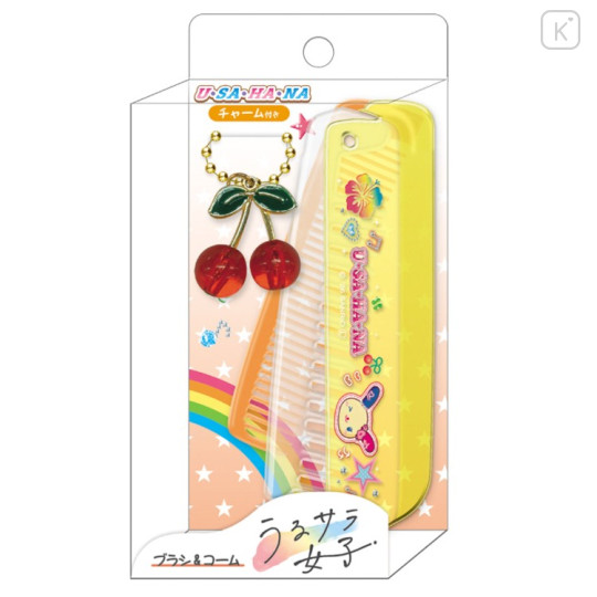 Japan Sanrio Brush & Comb with Charm - Usahana : Pop Gal - 1