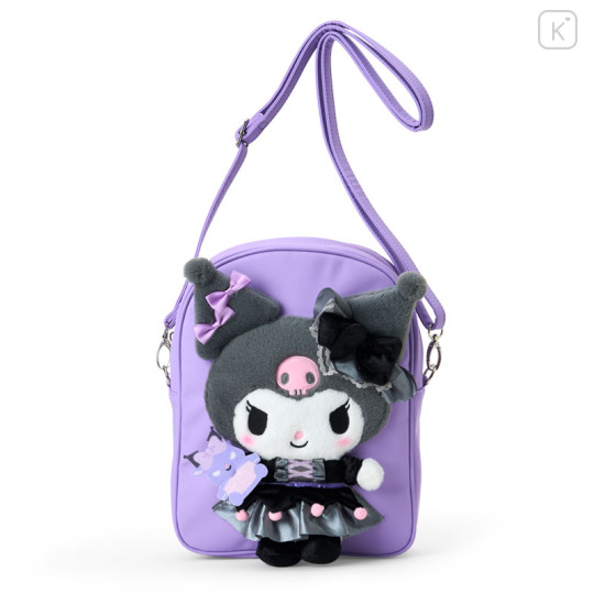 Japan Sanrio Original 2-Way Plush Crossbody Shoulder Pouch Bag - Kuromi Character Grand Prix 4th Edition Outfit Collection - 1