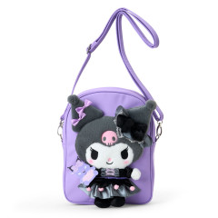 Japan Sanrio Original 2-Way Plush Crossbody Shoulder Pouch Bag - Kuromi Character Grand Prix 4th Edition Outfit Collection