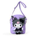 Japan Sanrio Original 2-Way Plush Crossbody Shoulder Pouch Bag - Kuromi Character Grand Prix 4th Edition Outfit Collection - 1