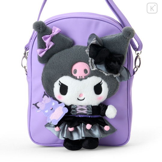 Japan Sanrio Original 2-Way Plush Crossbody Shoulder Pouch Bag - Kuromi Character Grand Prix 4th Edition Outfit Collection - 2