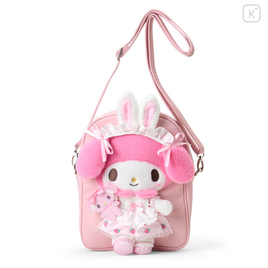 Japan Sanrio Original 2-Way Plush Crossbody Shoulder Pouch Bag - My Melody Character Grand Prix 4th Edition Outfit Collection - 1