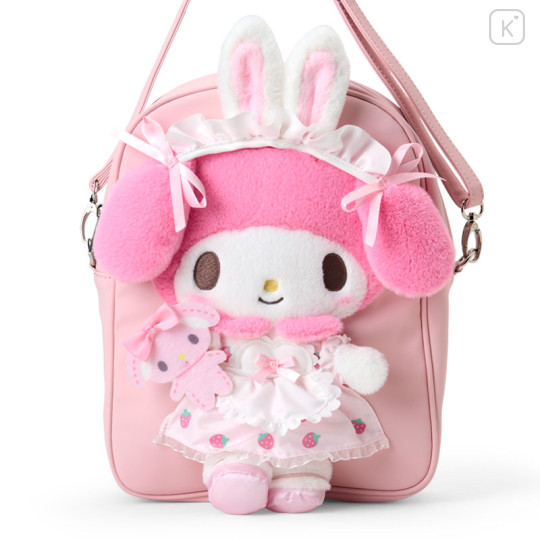 Japan Sanrio Original 2-Way Plush Crossbody Shoulder Pouch Bag - My Melody Character Grand Prix 4th Edition Outfit Collection - 2