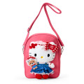 Japan Sanrio Original 2-Way Plush Crossbody Shoulder Pouch Bag - Hello Kitty Character Grand Prix 4th Edition Outfit Collection - 1