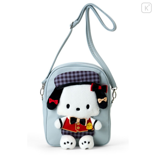 Japan Sanrio Original 2-Way Plush Crossbody Shoulder Pouch Bag - Pochacco Character Grand Prix 4th Edition Outfit Collection - 1