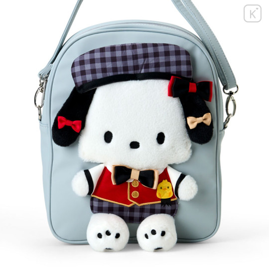 Japan Sanrio Original 2-Way Plush Crossbody Shoulder Pouch Bag - Pochacco Character Grand Prix 4th Edition Outfit Collection - 2