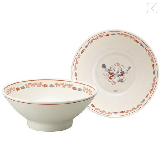Japan Disney Melamine Ramen Bowl - Mickey & Minnie - 1