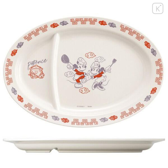 Japan Disney Melamine Dumpling Plate - Mickey & Minnie - 2