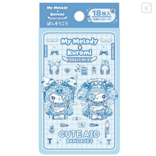 Japan Sanrio Die-cut Adhesive Bandage - Kuromi & My Melody : Dolly Mix - 1