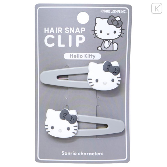 Japan Sanrio Hair Snap Clip Set - Hello Kitty : Monochrome - 1