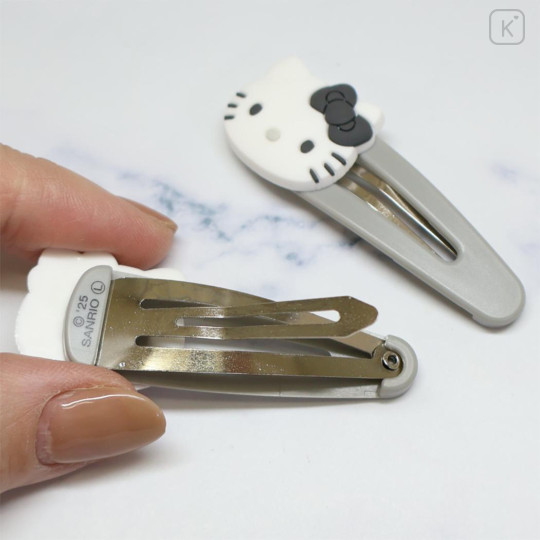 Japan Sanrio Hair Snap Clip Set - Hello Kitty : Monochrome - 2
