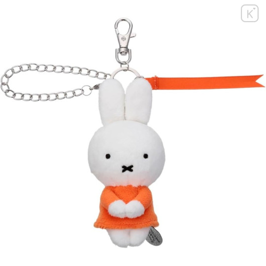 Japan Miffy Mascot Holder Bag Charm - Chokkorisan Sitting Plush Orange Dress - 1