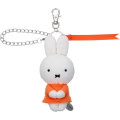 Japan Miffy Mascot Holder Bag Charm - Chokkorisan Sitting Plush Orange Dress - 1