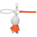 Japan Miffy Mascot Holder Bag Charm - Chokkorisan Sitting Plush Orange Dress - 3