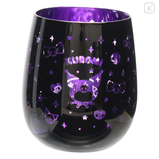 Japan Sanrio Swinging Glass Tumbler - Kuromi : Sparkling Metallic Galaxy - 1