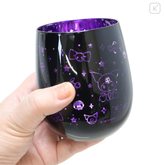Japan Sanrio Swinging Glass Tumbler - Kuromi : Sparkling Metallic Galaxy - 2