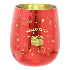 Japan Sanrio Swinging Glass Tumbler - Hello Kitty : Sparkling Metallic Red Gold