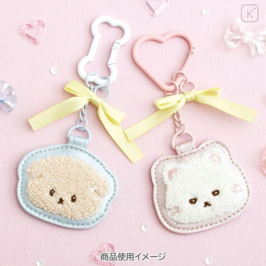 Japan San-x Embroidered Patch Mascot & Mirror Bag Charm Keychain - Ishiyowachan : Love My Favorite Idol Kouhai-chan - 4
