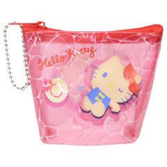 Japan Sanrio Triangular Mini Pouch - Hello Kitty : Tan Summer Pool Party