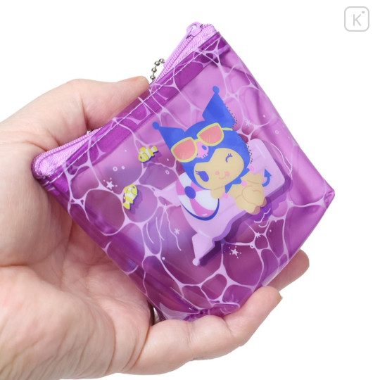Japan Sanrio Triangular Mini Pouch - Kuromi : Tan Summer Pool Party - 2