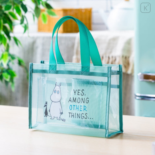 Japan Moomin Mini Mesh Tote Bag - Moomintroll : Turquoise - 1