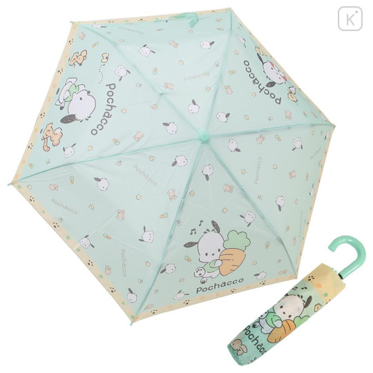Japan Sanrio Folding Umbrella - Pochacco : Carrot Mint - 1