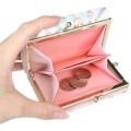 Japan Peko Chan Clasp Trifold Wallet - Milky Candy Ghingham Pink Blue - 5