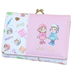 Japan Peko Chan Clasp Trifold Wallet - Milky Candy Pink Blue