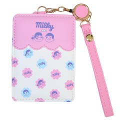 Japan Peko Chan Pass Case Card Holder & Reel - Milky Candy Pink