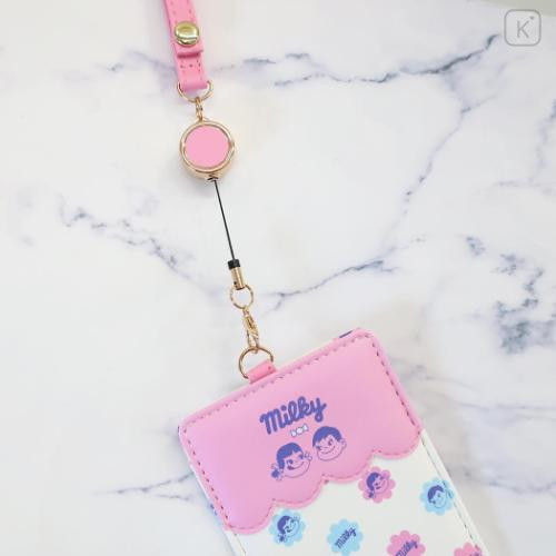 Japan Peko Chan Pass Case Card Holder & Reel - Milky Candy Pink - 4