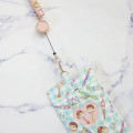 Japan Peko Chan Pass Case Card Holder & Reel - Milky Candy Ghingham Pink Blue - 4